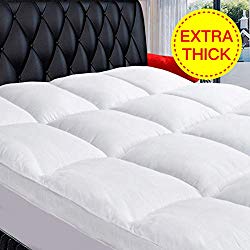 Queen Mattress Topper, Extra Thick Mattress Pad Cover, Cooling Cotton Pillowtop 400TC Plush Top with 8-21 Inch Deep Pocket