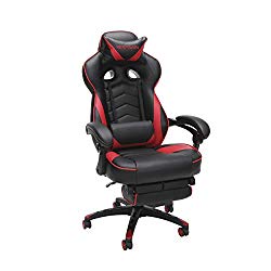 RESPAWN 110 Racing Style Gaming Chair, Reclining Ergonomic Leather Chair with Footrest, in Red