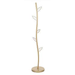 SONGMICS Coat Hat Rack with 5 Unique Leaf Hooks, Tree-Inspired Design, Modern Style, Corner Hall Tree Hanger for Entryway, Hallway, for Clothing, Hats, Bags, Golden URCR27G