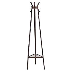 SONGMICS Coat Rack Stand, Entrance Coat Tree, Modern Style, with 3 Branches, 6 Hooks and Bottom Mesh Shelf, for Clothing, Hats, Bags, Hallway, Entryway, Office, Bronze URCR25A