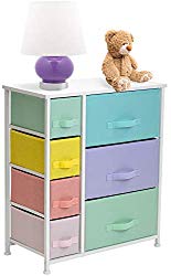 Sorbus Dresser with 7 Drawers – Furniture Storage Chest for Kid’s, Teens, Bedroom, Nursery, Playroom, Clothes, Toy Organization – Steel Frame, Wood Top,Fabric Bins (7-Drawer, Pastel/White)