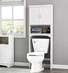 Spirich Home Bathroom Shelf Over-The-Toilet, Bathroom SpaceSaver, Bathroom Storage Cabinet Organizer, White