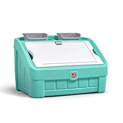Step2 2-in-1 Toy Box & Art Lid | Plastic Toy & Art Storage Container, Mint