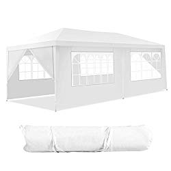 Tangkula Outdoor 10’x20′ Tent, Party Wedding Tent with Removable Walls, Portable Canopy Shelter Gazebo Pavilion for Event Car, Carport, White Canopy w/Carry Bag (6 Sidewalls)