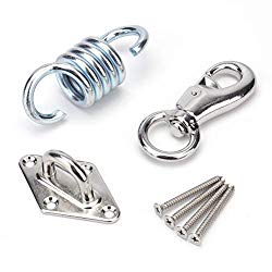 Tebery 500 LB Capacity Hammock Chair Ultimate Hanging Kit – Premium Stainless Steel Hammock Spring, Swivel Hook, and Ceiling Hammock Mount (with 4 Stainless mounting Screws)
