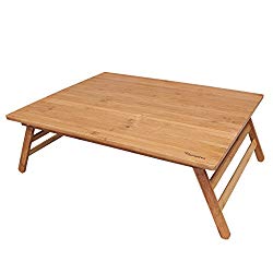 Time Concept Vacances Foldable Bamboo Table – Wooden Picnic Furniture, Portable Dining Use