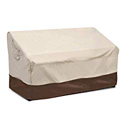 Vailge Heavy Duty Patio Bench Loveseat Cover, 100% Waterproof Outdoor Sofa Cover, Lawn Patio Furniture Covers with Air Vent, Small(Standard), Beige & Brown