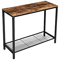 VASAGLE INDESTIC Console Table, Sofa Table, Entryway Table with Metal Mesh Shelf, 39.4 x 13.8 x 31.5 Inches, for Hallway, Entryway, Living Room, Industrial Rustic Brown ULNT86X