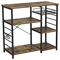 Yaheetech 35.5 inches Microwave Cart Kitchen Baker’s Rack Utility Oven Stand Shelf Storage Cart 3-Tier Workstation Rustic Brown